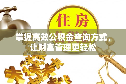 尼木掌握高效公积金查询方式，让财富管理更轻松